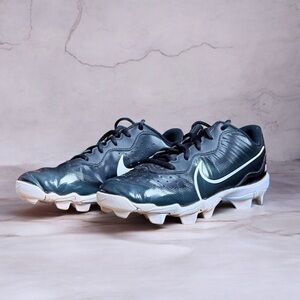 NIKE Baseball Cleats Youth Size 5.5 Black White Diamond Fastflex DJ 6525-002